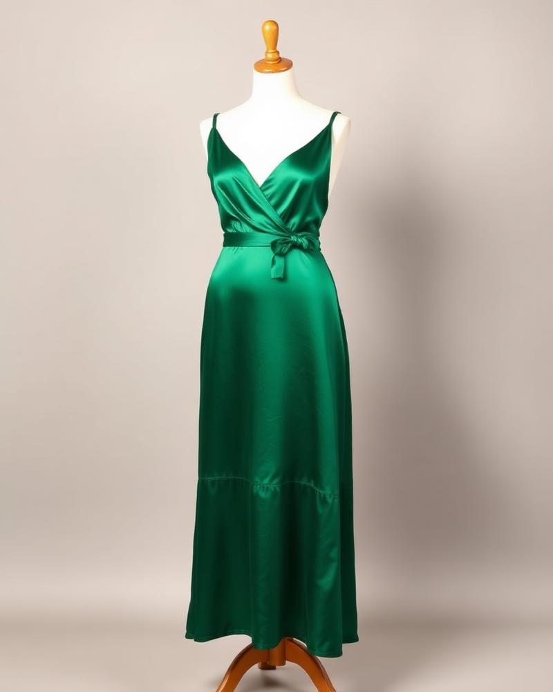Emerald silk slip dress on sale
